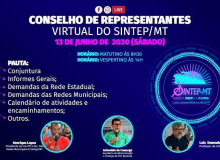 Sintep/MT realiza Conselho de Representantes Virtual no próximo dia 13.06